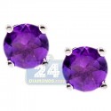 925 Sterling Silver 1.00 ct Purple Amethyst Womens Stud Earrings