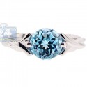 925 Sterling Silver 3 ct Blue Topaz Solitaire Womens Woven Ring