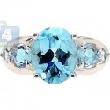 925 Sterling Silver 4.31 ct Blue Topaz Multi Stone Womens Ring