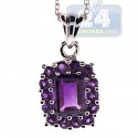 925 Sterling Silver 3.40 ct Amethyst Drop Pendant Womens Necklace