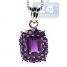 Womens Purple Amethyst Cluster Pendant Necklace Sterling Silver