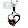 Womens Garnet Heart Pendant Necklace Sterling Silver 0.50ct