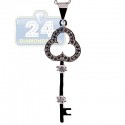 925 Sterling Silver 0.23 ct Diamond Key Pendant Womens Necklace