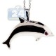 925 Sterling Silver 0.06 ct Ruby Dolphin Pendant Womens Necklace