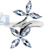 925 Sterling Silver 1.42 ct Iolite Topaz Womens Double Flower Ring