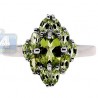925 Sterling Silver 2.95 ct Green Peridot Womens Cluster Ring