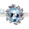 925 Sterling Silver 2.68 ct Blue Topaz Womens Flower Ring