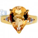 Yellow Gold 925 Sterling Silver Citrine White Topaz Womens Ring
