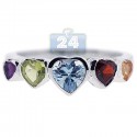 925 Sterling Silver Multi Colored Gemstone Hearts Womens Ring