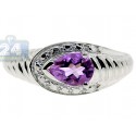 925 Sterling Silver Purple Amethyst Solitaire Womens Ring