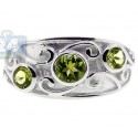 925 Sterling Silver 1.24 ct Green Peridot Womens Vintage Ring