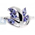 925 Sterling Silver Marquise Cut Tanzanite Womens Leaf Ring