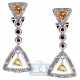 925 Sterling Silver 1.28 ct Gemstone Womens Triangle Earrings