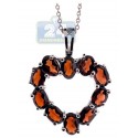 925 Sterling Silver 6.50 ct Garnet Heart Pendant Womens Necklace