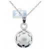 Womens Cultured Pearl Drop Pendant Necklace Sterling Silver