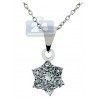 Womens Topaz Cluster Flower Pendant Necklace Sterling Silver