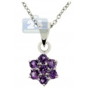 925 Sterling Silver 0.60 ct Amethyst Flower Pendant Womens Necklace