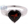 925 Sterling Silver 3.53 ct Garnet Heart Solitaire Womens Ring