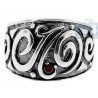 925 Oxidized Sterling Silver Vintage Pattern Womens Band Ring