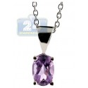 925 Sterling Silver 1.00 ct Amethyst Drop Pendant Womens Necklace
