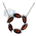 925 Sterling Silver 1.80 ct Garnet Circle of Love Pendant Necklace