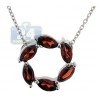 Womens Garnet Circle of Love Pendant Necklace Sterling Silver