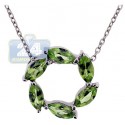 925 Sterling Silver 1.50 ct Peridot Circle of Love Pendant Necklace