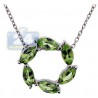 Womens Peridot Circle of Love Pendant Necklace Sterling Silver