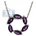 925 Sterling Silver 1.50 ct Amethyst Circle of Love Pendant Necklace