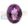 925 Sterling Silver 6.00 ct Amethyst Solitaire Womens Signet Ring