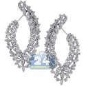 18K White Gold 4.55 ct Diamond Womens Flower Dangle Earrings
