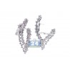 Womens Diamond Flower Dangle Earrings 18K White Gold 4.55 ct