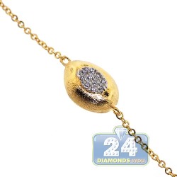 Womens Diamond Bead Station Necklace 18K Three Tone Gold 30"