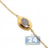 Womens Diamond Bead Station Necklace 18K Three Tone Gold 30"