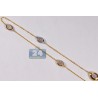 Womens Diamond Bead Station Necklace 18K Three Tone Gold 30"