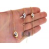 Womens Diamond Bead Station Necklace 18K Three Tone Gold 30"