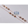 Womens Diamond Bead Station Necklace 18K Rose Gold 0.65ct 28"