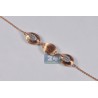 Womens Diamond Bead Station Necklace 18K Rose Gold 0.65ct 28"