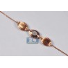 Womens Diamond Bead Station Necklace 18K Rose Gold 0.65ct 28"