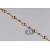 Womens Diamond Bead Station Necklace 18K Two Tone Gold 40"