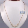 Womens Diamond Bead Station Necklace 18K Two Tone Gold 40"