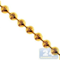 Yellow Gold 925 Sterling Silver Army Moon Cut Bead Unisex Chain 2 mm