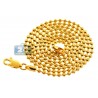 Yellow Gold 925 Sterling Silver Army Moon Cut Bead Unisex Chain 2 mm