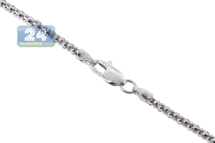Tuscany Silver Collana In Argento Sterling 925 Placcato Rodio: Maglia Popcorn 2-Toni, Ipoallergenica, In Confezione Regalo