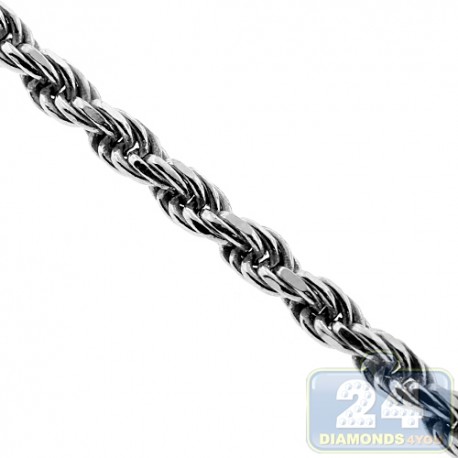 Sterling Silver Solid Rope Mens Chain 2.5 mm 18 20 22 24 inch