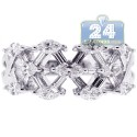 18K White Gold 1.70 ct Marquise Baguette Diamond Womens Ring