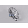 Womens Princess Diamond Halo Eternity Ring 18K White Gold 3.44 ct