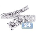 18K White Gold 4.30 ct All Way Diamond Womens Bypass Ring