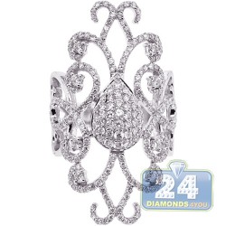 18K White Gold 2.12 ct Diamond Womens Art Deco Ring