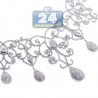 Womens Diamond Art Deco Drop Necklace 18K White Gold 12.05ct 18"